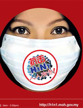 H1N1 Gelombang Kedua - Pakai Topeng Mulut Dan Hidung (B.Cina)