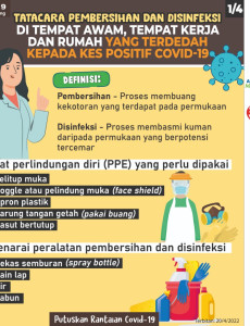 Tatacara Pembersihan Dan Disinfeksi Di Kawasan Yang Terdedah Kepada Kes Positif COVID-19